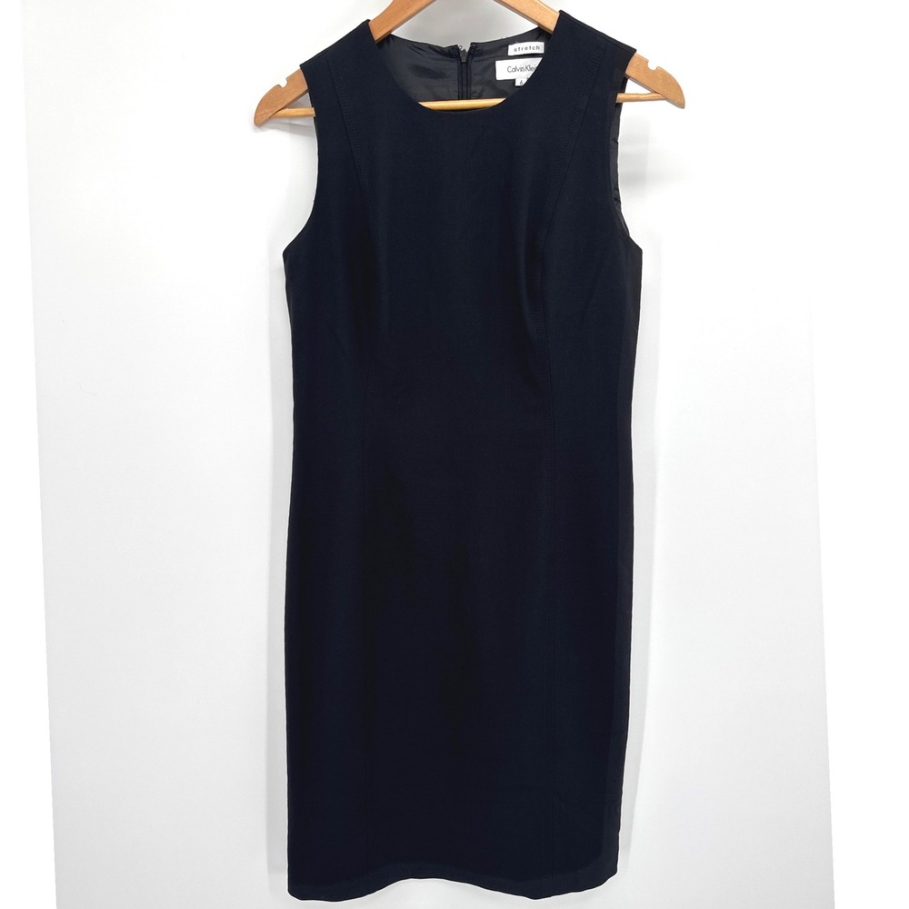 Calvin Klein Classic Black Sheath Dress 6 Sleeveless Professional Work Church